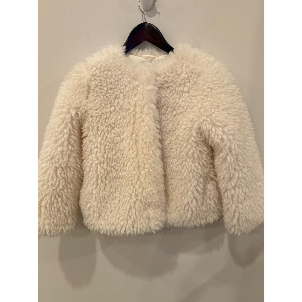 Janie and Jack Girls Cream Faux Fur Sherpa Jacket Coat Size 10-12 NWOT